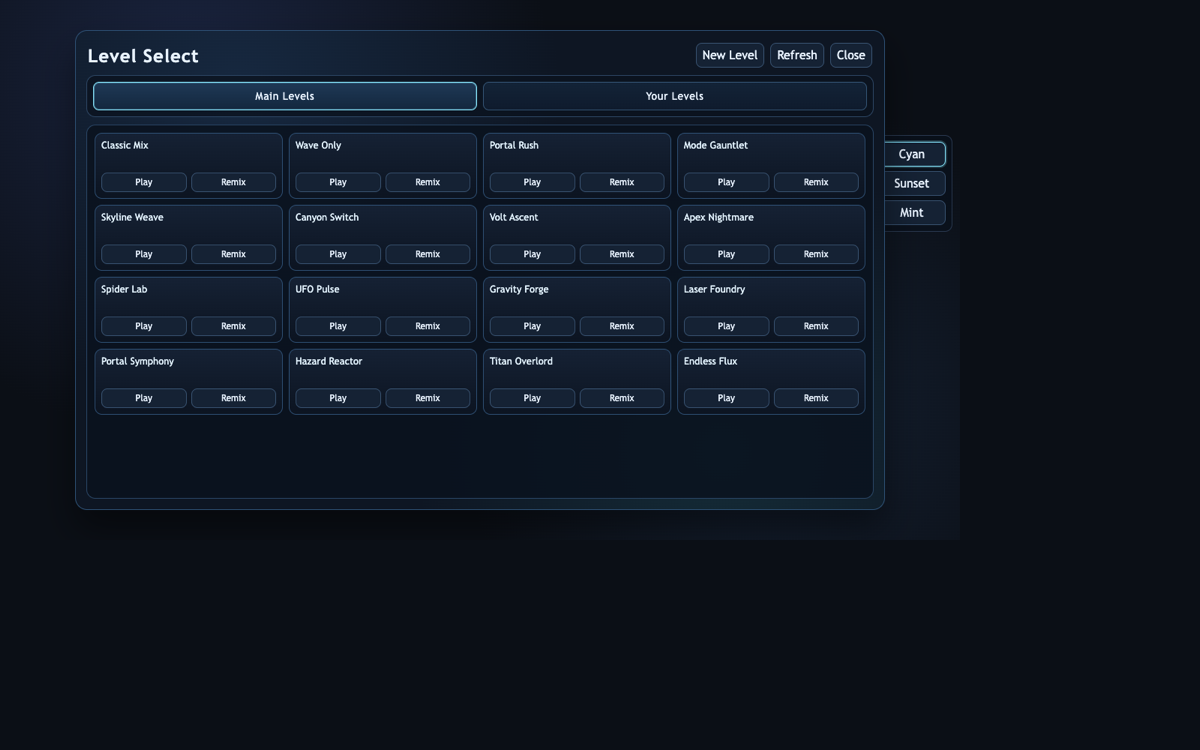 Trigonometry Dash 2.2 editor and playfield screenshot